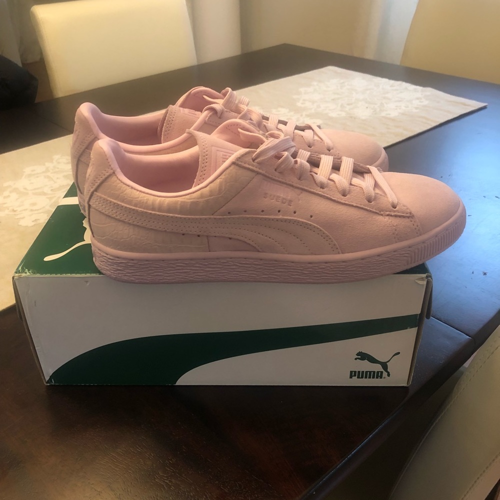 Puma baby pink suede sneakers